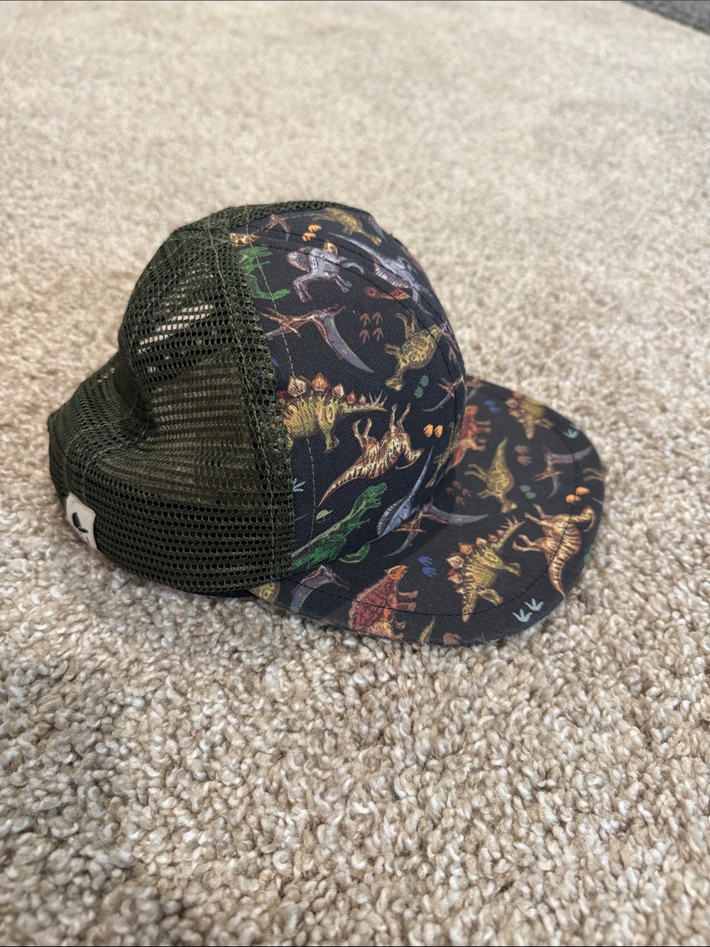 George Hats Infant Dinosaur Print Trucker Hat - Olive Green